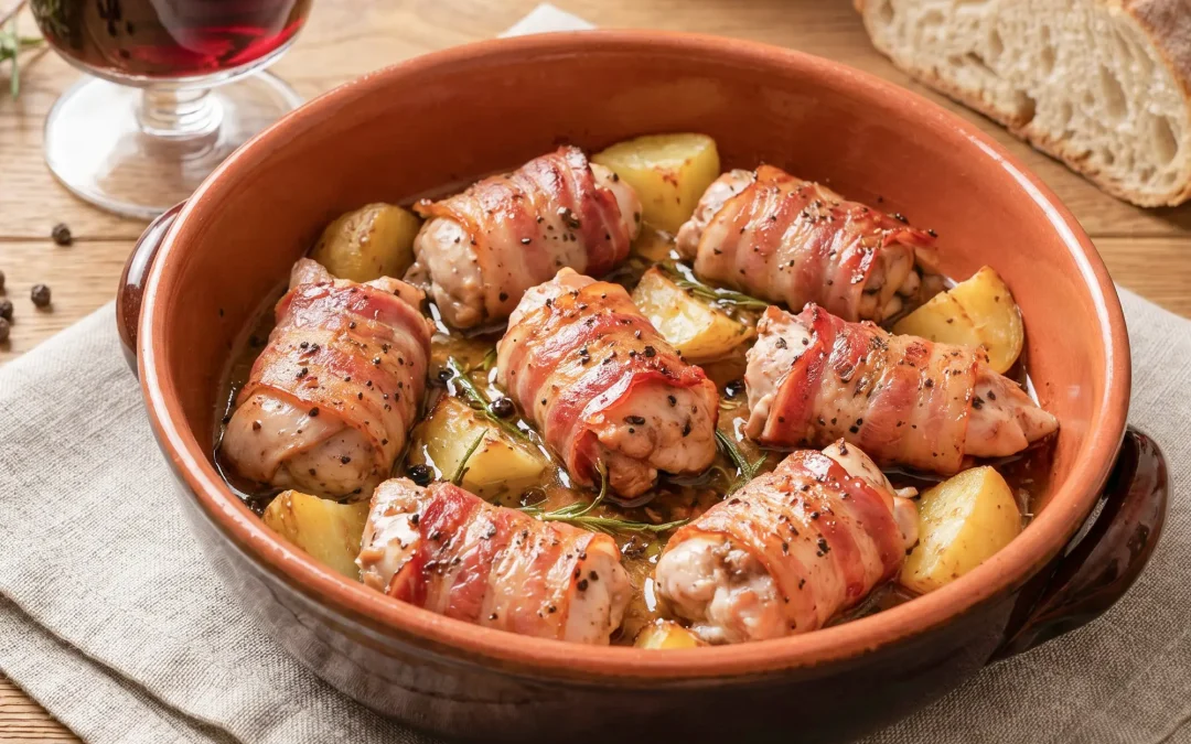 Bocconcini di coniglio alla Pancetta al Pepe Aurora