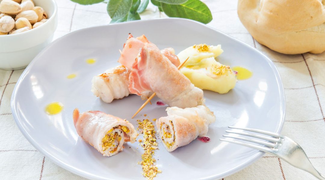 Involtini di Lonza, Pancetta Coppata e Pistacchi di Bronte