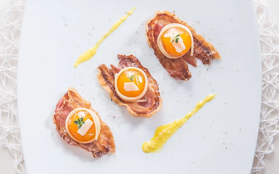 Carbonara sublime con uovo marinato e Pancetta al Pepe Aurora